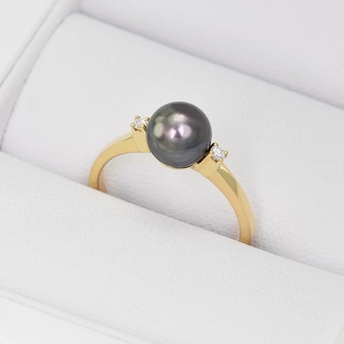 Goldring mit Perle und Diamanten Alisha