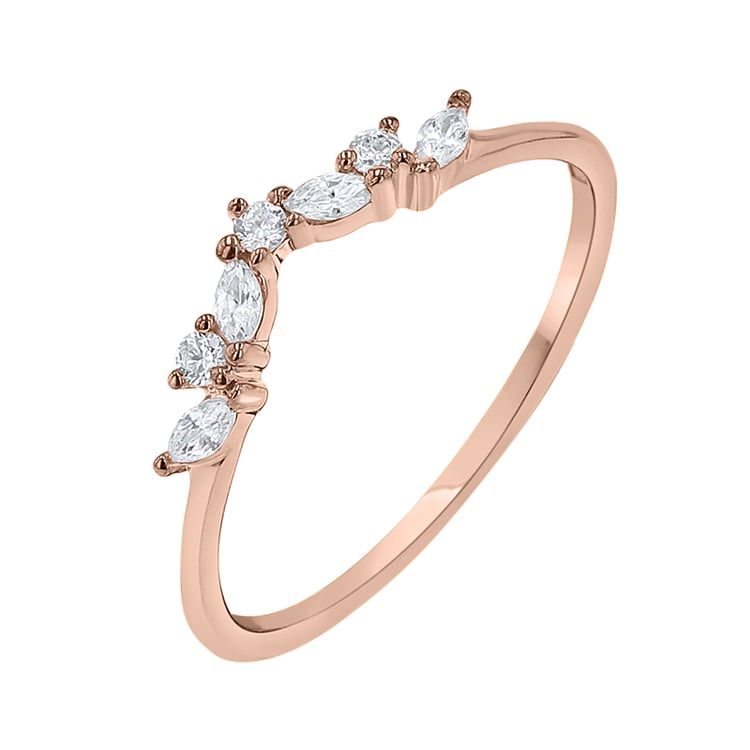 Ring in V-Form mit runden und Marquise Lab Grown Diamanten Fergal 141992