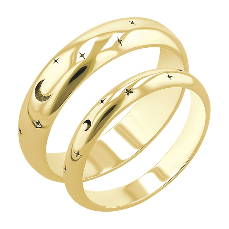 Eheringe mit der Gravur von Mond und Sternen Furilla 116409