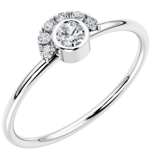 Ring mit einem halben Halo mit Diamanten Jorg