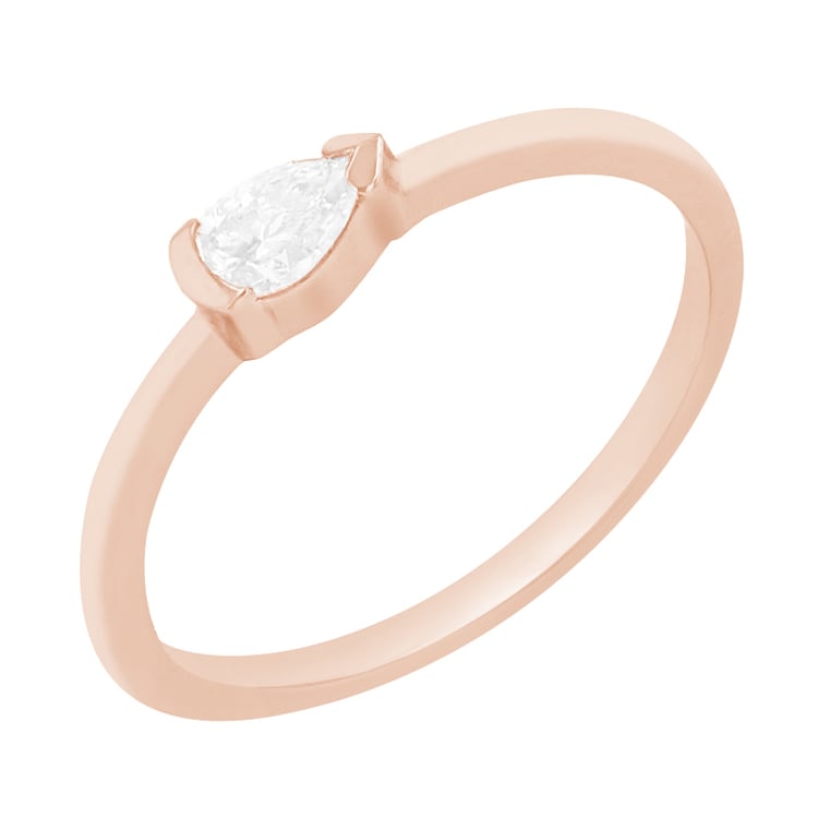 Goldener Ring mit 0.19ct zertifiziertem Pear-Diamanten Amor
