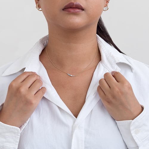 Blaue Keramikhalskette mit Diamanten Jamey