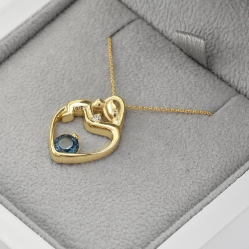 Anhänger Mutter und Kind mit Topas und Diamanten Ella