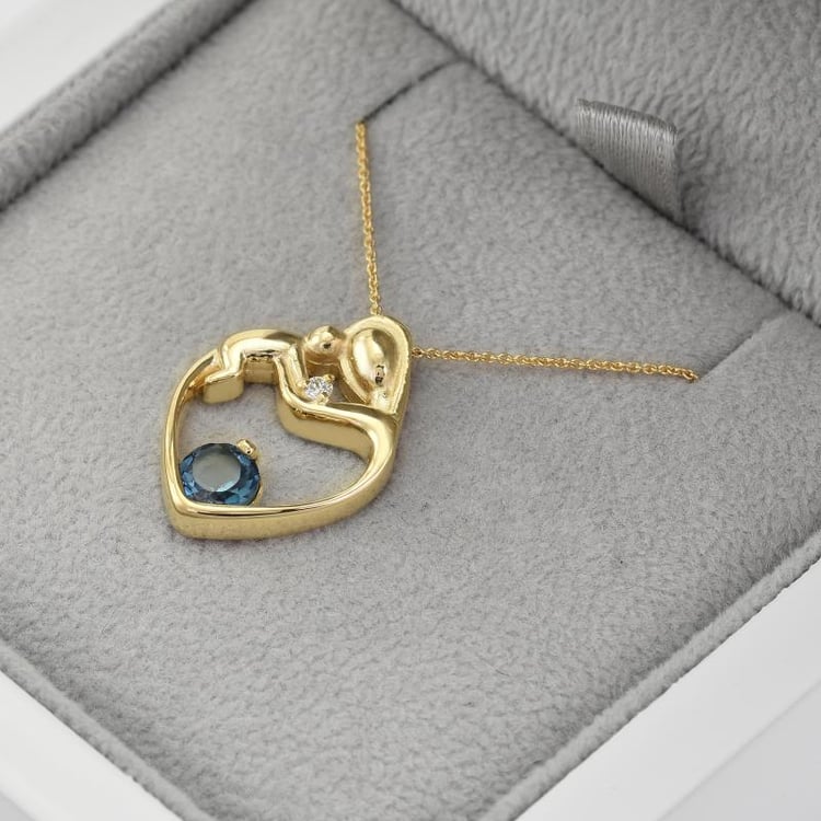 Anhänger Mutter und Kind mit Topas und Diamanten Ella 40368