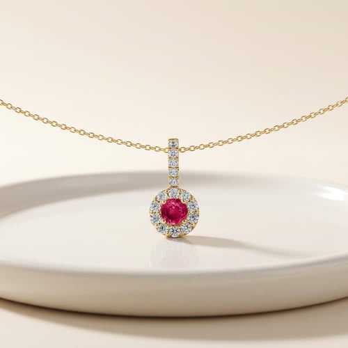 Silberne eleganter Anhänger mit Rubin und Lab Grown Diamanten Jack
