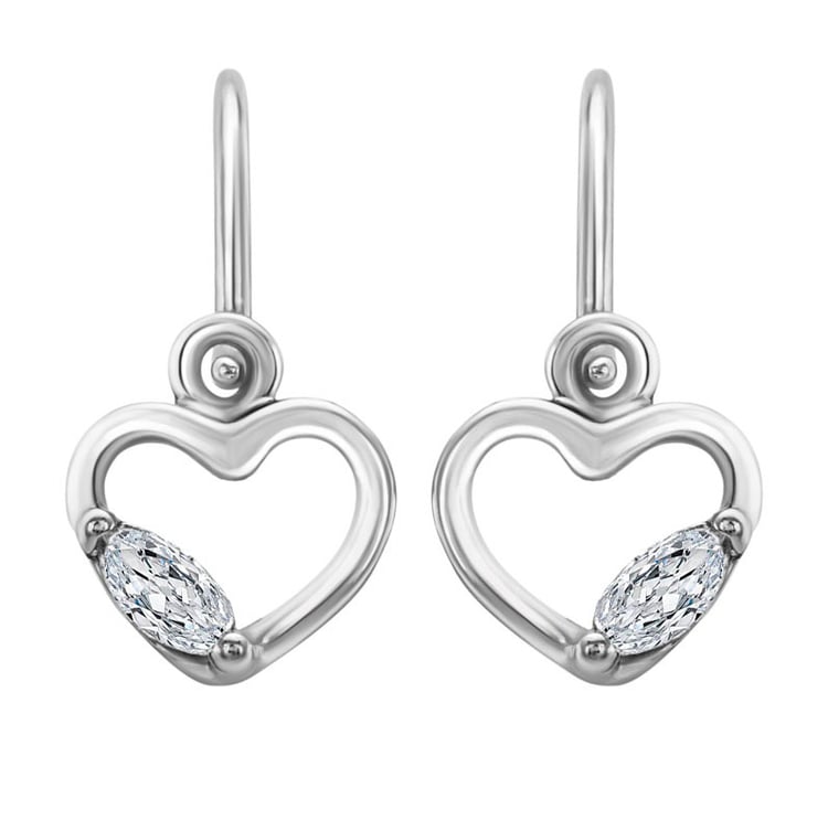 Goldene Kinderohrringe in Herzform mit weißen Saphiren Anastasia 30925