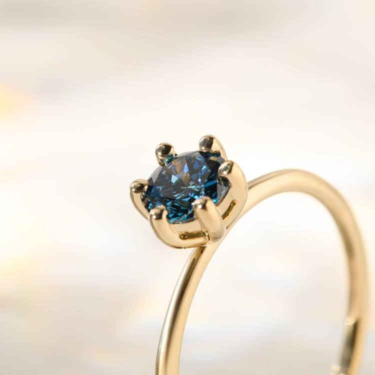 Verlobungsring mit zertifiziertem fancy blue Diamanten Birdie 140484