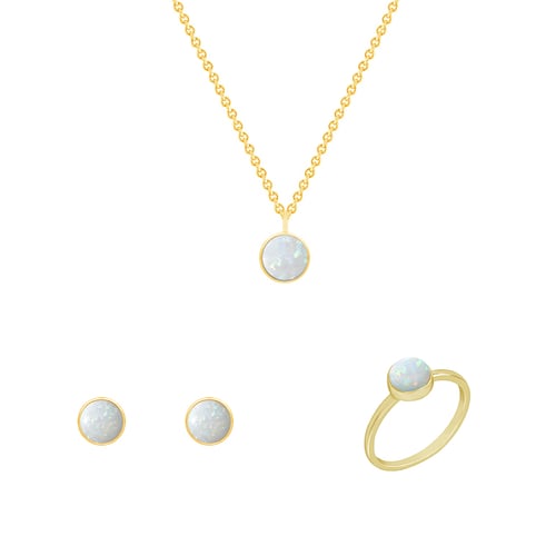 Schmuckset aus minimlistischem Schmuck mit weißem Opal Milton