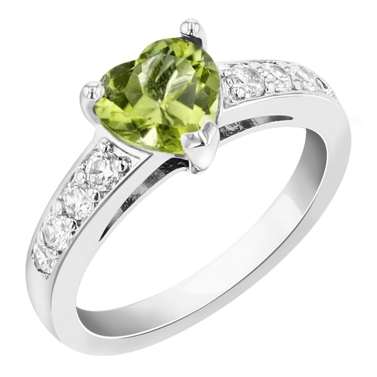 Silberner Ring mit Zirkonia und Olivinen Bailey