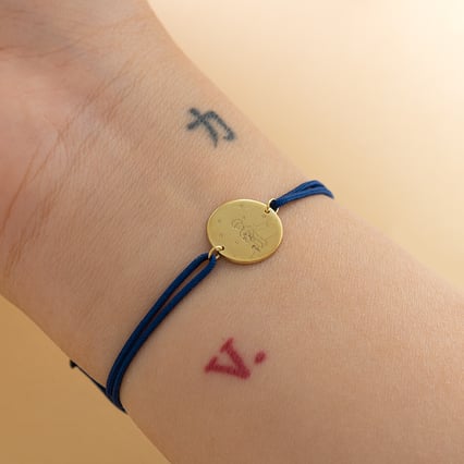 Silbernes String-Armband Der Kleine Prinz mit Rose und Gravur