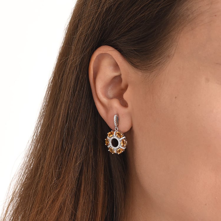 Silber Ohrringe mit Citrin auf der Dame 69129