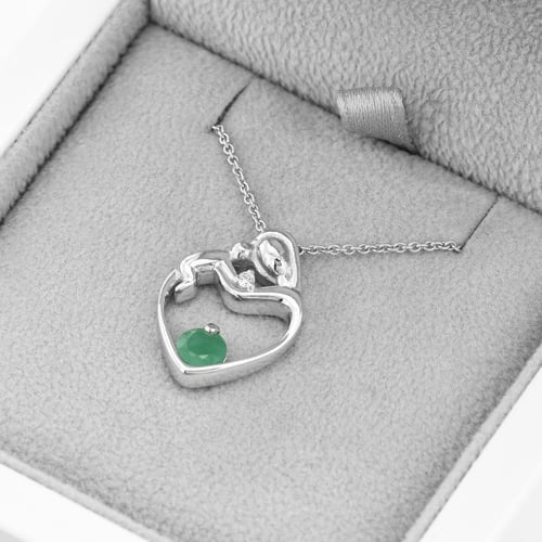 Anhänger Mutter und Kind mit Smaragd und Diamanten Ella