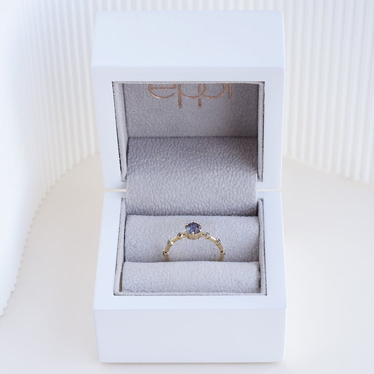 Ring mit Alexandrit und seitlichen Salt and Pepper Diamanten Imelda 96399