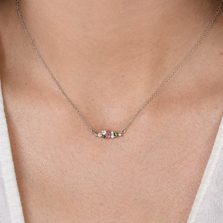 Cluster Halskette mit pastellfarbenen Edelsteinen Kianna 160724