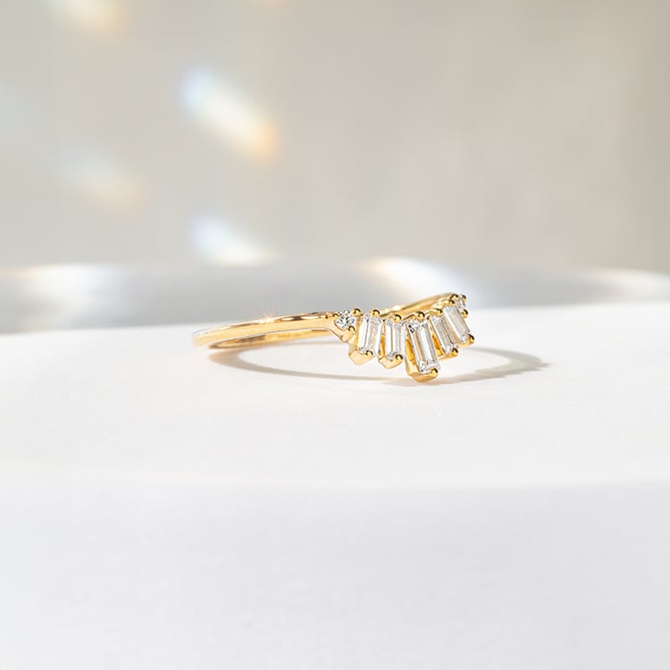 Ring in V-Form mit Lab Grown Baguette Diamanten Domenic 141484