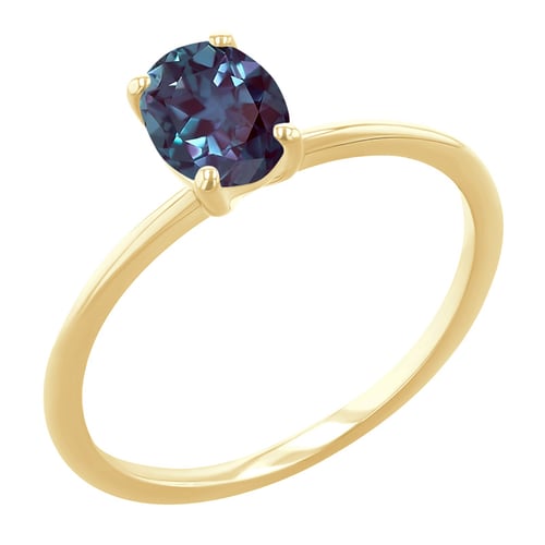 Eleganter Verlobungsring mit einem ovalen Lab Grown Alexandrit Frost