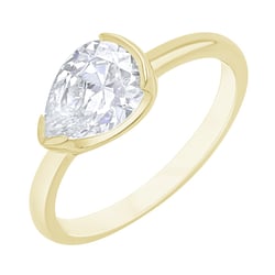 Verlobungsring mit einem tropfenförmigen Halblünette Lab Grown Diamanten Timarete