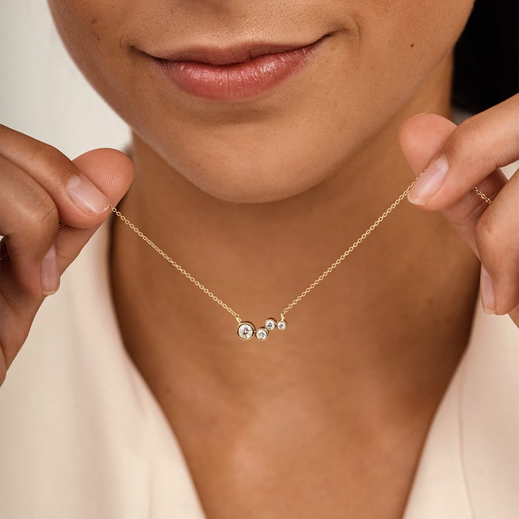 Moderne Goldene Halskette mit Lab Grown Diamanten Viola 163188