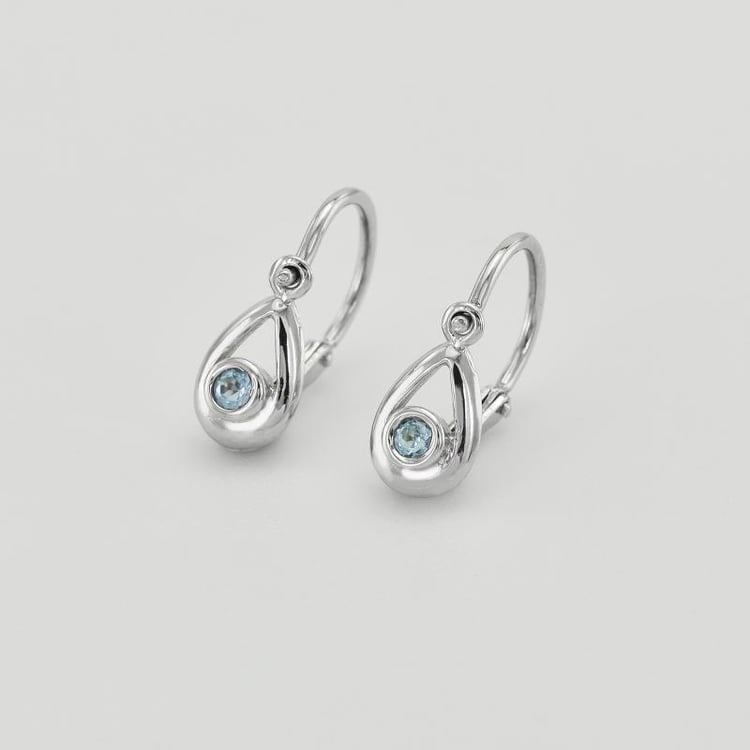 Goldene Kinderohrringe im Tropfenform mit Edelstein Ihrer Wahl Cinderella 34776