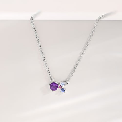 Lila Cluster Halskette mit Amethyst und Edelsteinen Millie