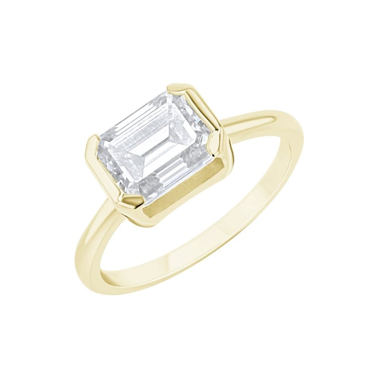 Goldring mit Halblünette Lab Grown Diamanten in Emerald-Form Pompeia