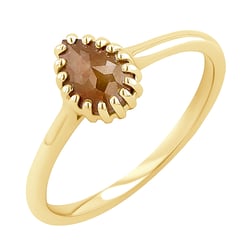 Goldring mit birnenförmigem Salt and Pepper Diamanten Ryley