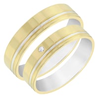 Zweifarbige Eheringe aus Gold mit Diamant Lonnell