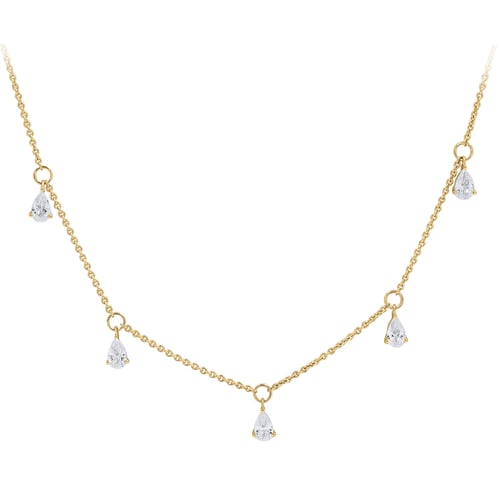 Goldene Halskette mit natürlichen Diamanten in Birnenform Praveen