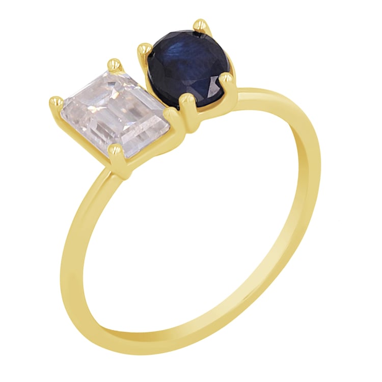 Verlobungsring Toi et Moi mit Saphir und Moissanit Hartley 110311