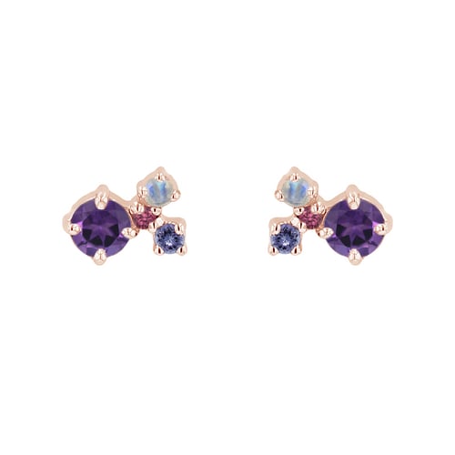 Cluster Schmuckset mit Amethysten und Edelsteinen Halli