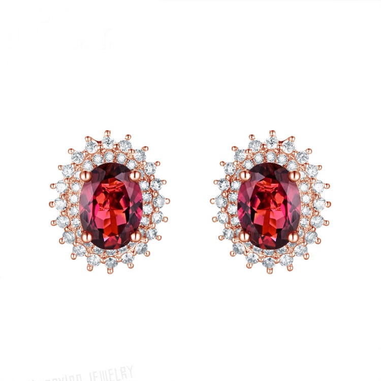 Elegante Goldohrringe mit Turmalinen und Diamanten Kamille