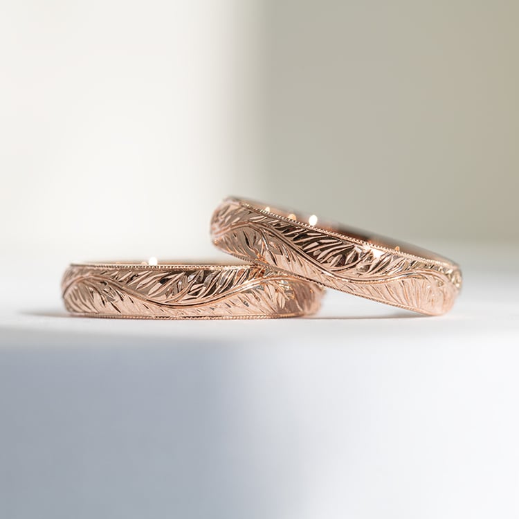 Eheringe aus Gold mit Zweig-Gravu 145544