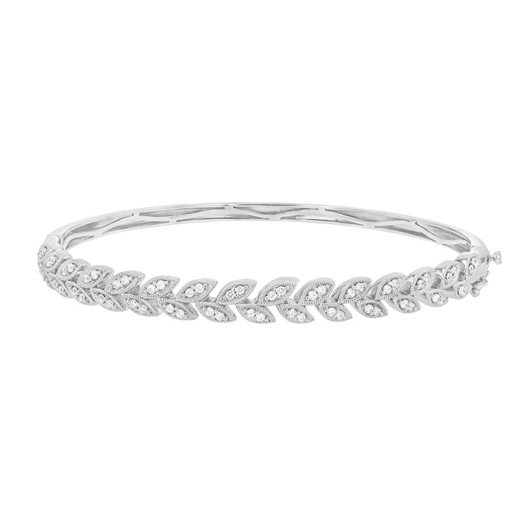 Eleganter silberner Armreif mit funkelnden Diamanten Ettore