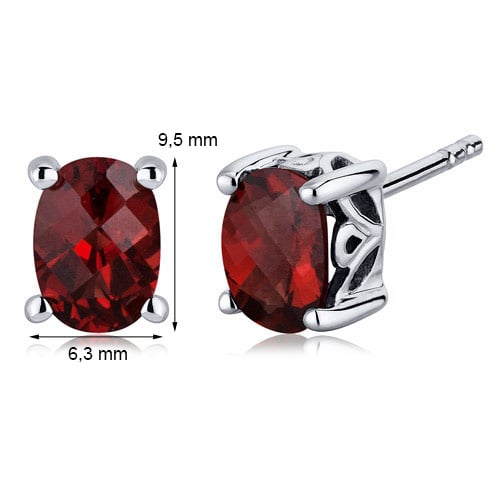 Silberne Ohrringe mit ovalen Granaten Jula 25905