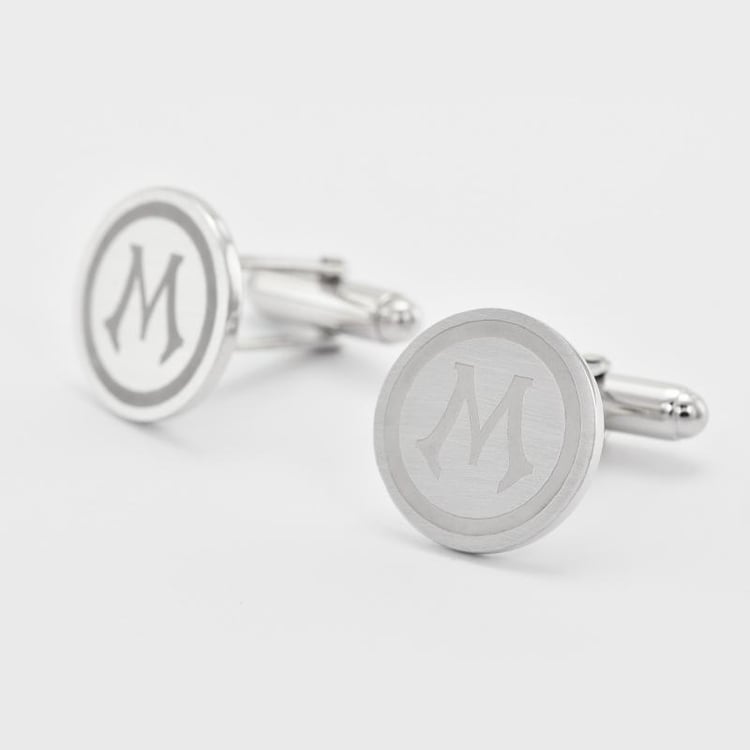 Runde Manschettenknöpfe aus Silber mit Gravur Perrie 27024