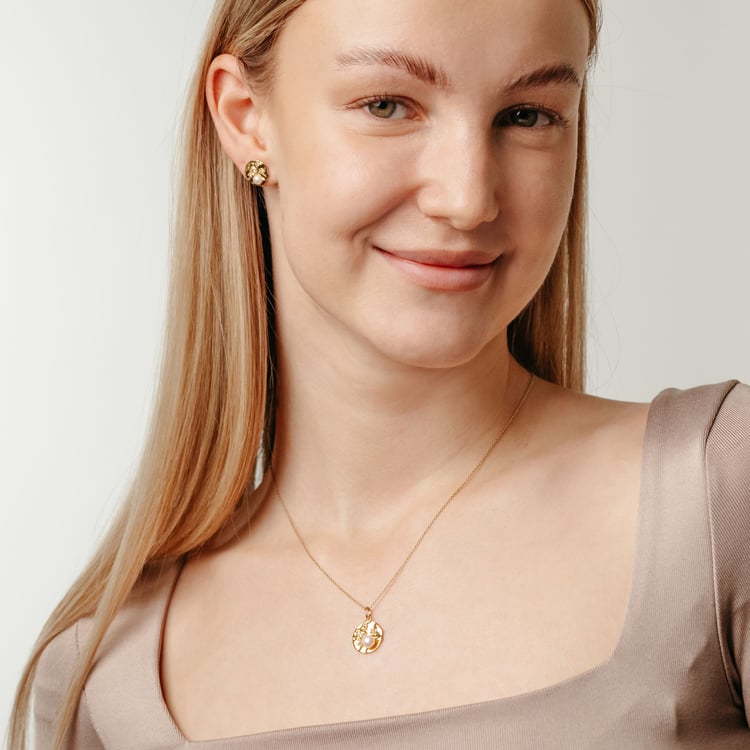 Silbernes Schmuckset mit Perlen und weißen Topasen Darleen 163974