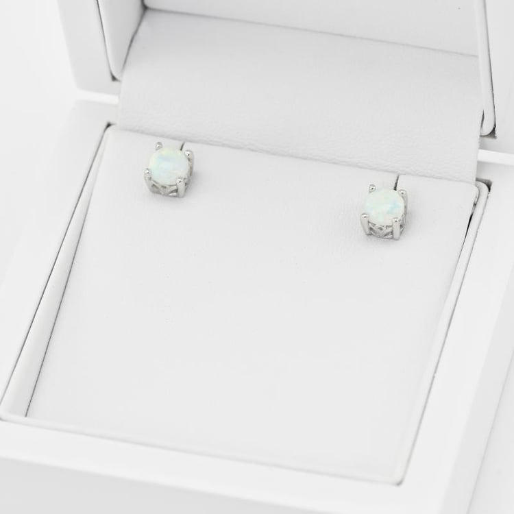 Silberne Ohrringe mit runden Opalen Drary 17486