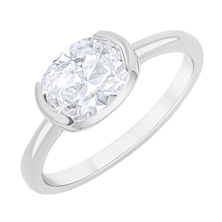 Goldring mit ovalem Halblünette Lab Grown Diamanten Hortensia 164702