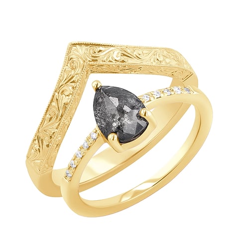 Set aus Ringen mit Salt and Pepper Diamanten und Lab Grown Diamanten Padma
