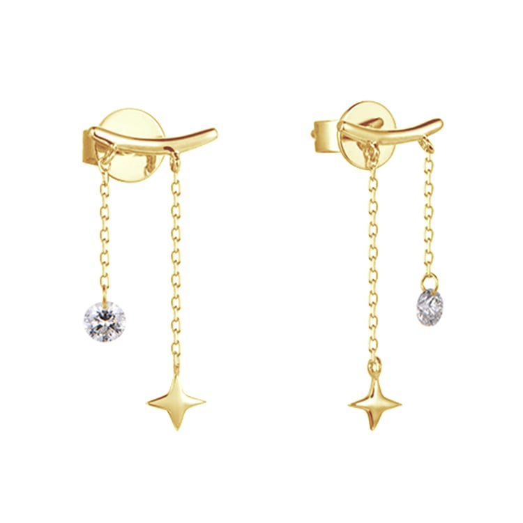 Hängeohrringe mit Sternen und Diamanten Herman