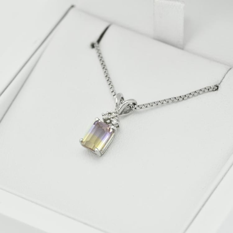 Ametrin und Diamant Anhänger in Weißgold in Eppi-Geschenkbox 65637