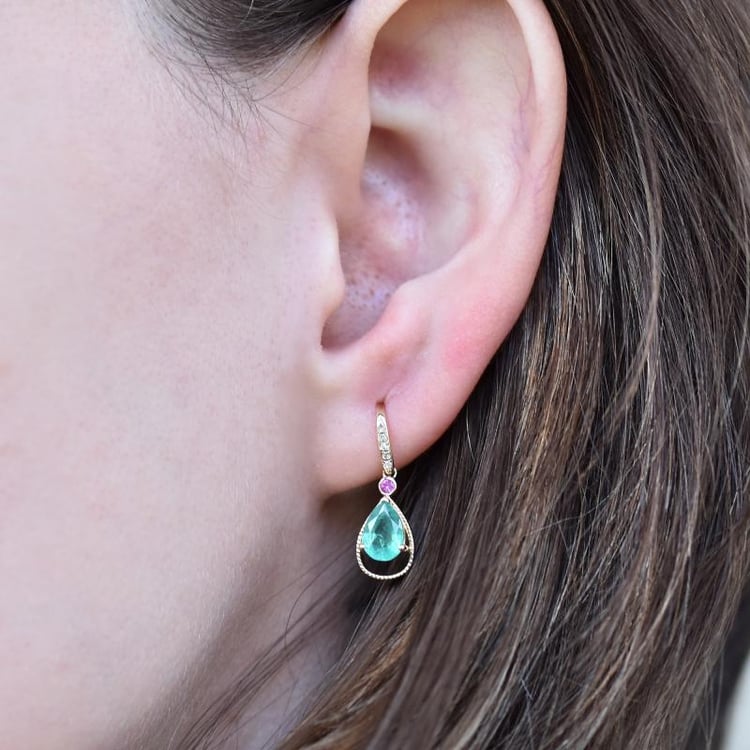 Smaragdohrringe mit Saphiren und Diamanten Elsterna 8545