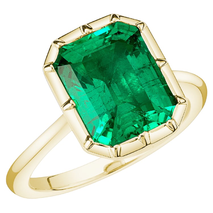 Goldener Ring mit Lab Grown Smaragd in Emerald Form Moly 138733
