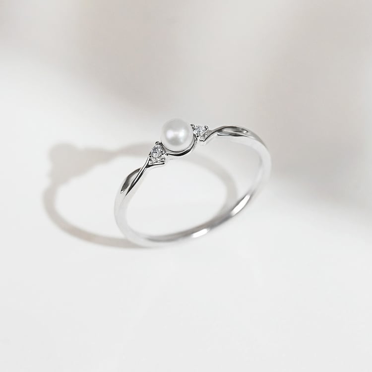 Perle-Verlobungsring mit Diamanten 157744