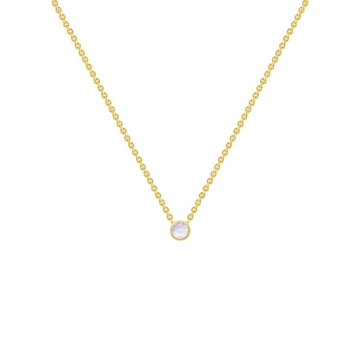 Silberne minimalistische Kette mit einem Mondstein Glosie 103708