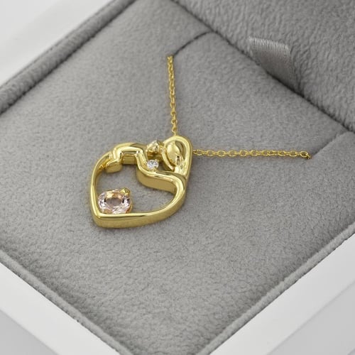 Anhänger Mutter und Kind mit Morganit und Diamant Ella