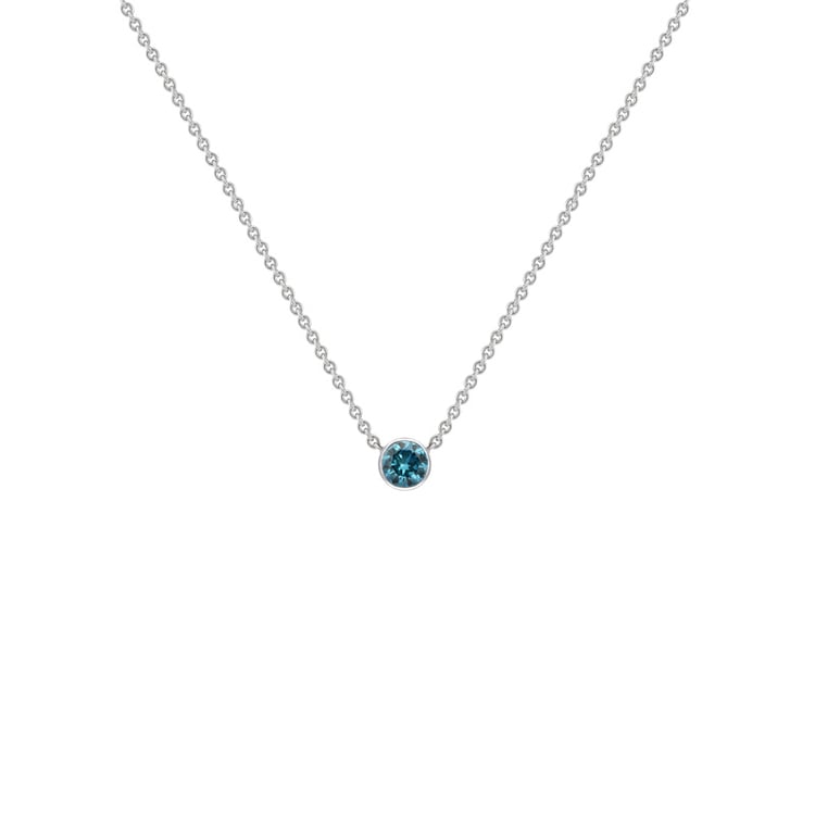 Minimalistische Halskette aus Platin mit blauem Diamant Glosie