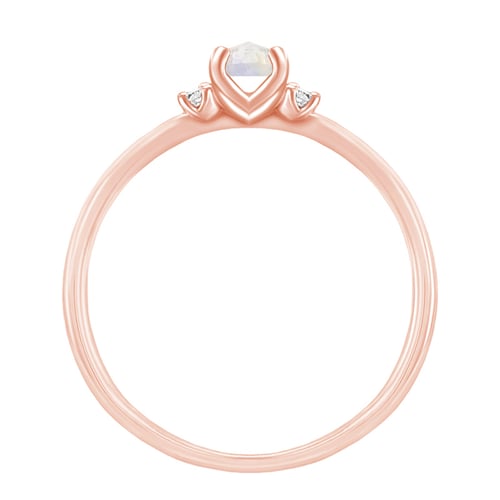 Goldener Verlobungsring mit Mondstein und Diamanten Hye