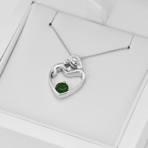 Anhänger Mutter und Kind mit Diopsid und Diamant Ella