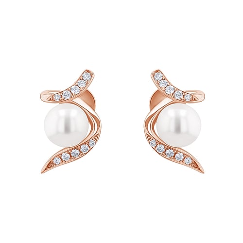 Ohrstecker mit Perle und Diamanten Durga